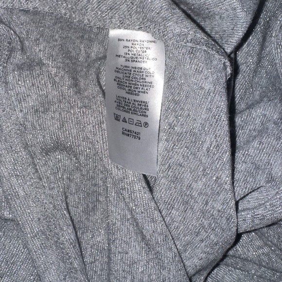 Ann Taylor Grey & Silver Sparkle Top, Side Knot TShirt, Long Sleeve, Women’s XL - Picture 13 of 13